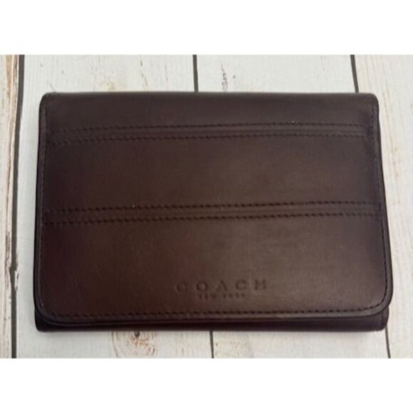 Coach Tribeca Trifold Wallet Mahogany Leather 5.5"x4"x1" EUC - Picture 1 of 4